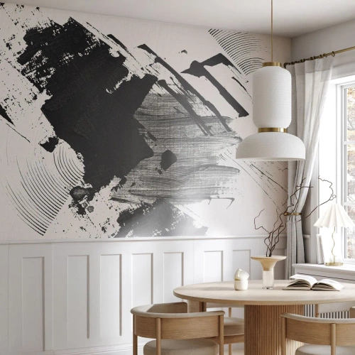 Fotótapéta Premium Canvas - Absztrakció - a fekete kifejezése - Darab, Modern, Fekete és fehér - 400x280 cm