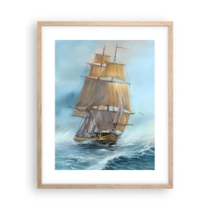 Poszter világos tölgy keretben - A hullámok hullámzása - 40x50 cm