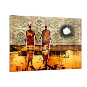 Üveg kép - Etnikai összetétel Afrika színeiben - 120x80 cm