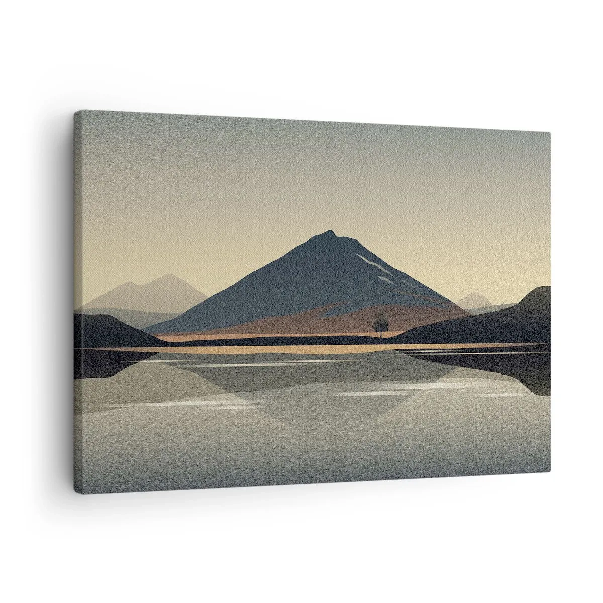 Vászonkép - Minimalista hegyi táj tükröződéssel a vízben - 70x50cm - Tükörreflexió - Modern fali dekoráció nappalihoz és hálószobához ARTTOR