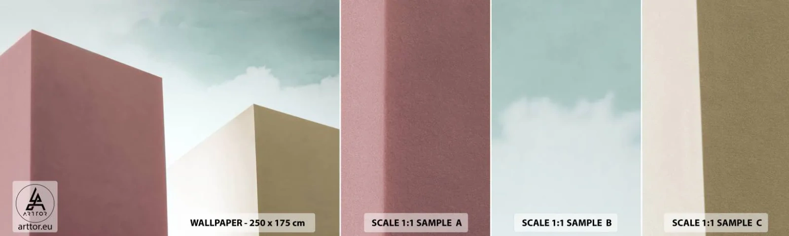 Fotótapéta Minta Öntapadós Deluxe Sticker - Egy napsütéses nyár geometriája - Épületek, Építészet, Háromdimenziós - 100x30 cm