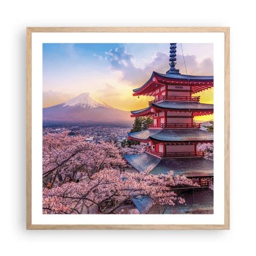 Poszter világos tölgy keretben - A japán lélek lényege - 60x60 cm