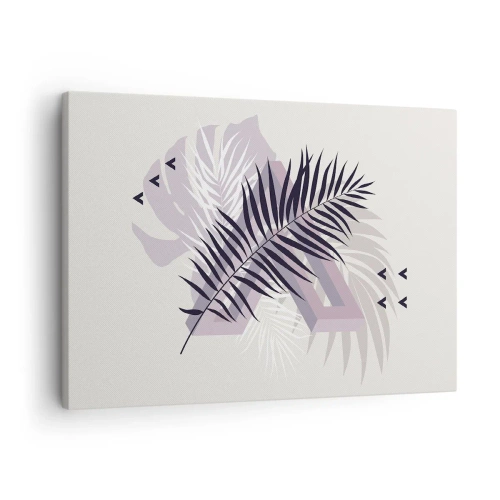Vászonkép - Minimalista kompozíció levelekkel és geometrikus formákkal - 70x50cm - Az árnyék árnyéka - Modern fali dekoráció nappalihoz és hálószobához ARTTOR