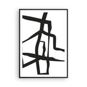 Poszter fehér keretben - Fekete-fehér konstrukció - 70x100 cm