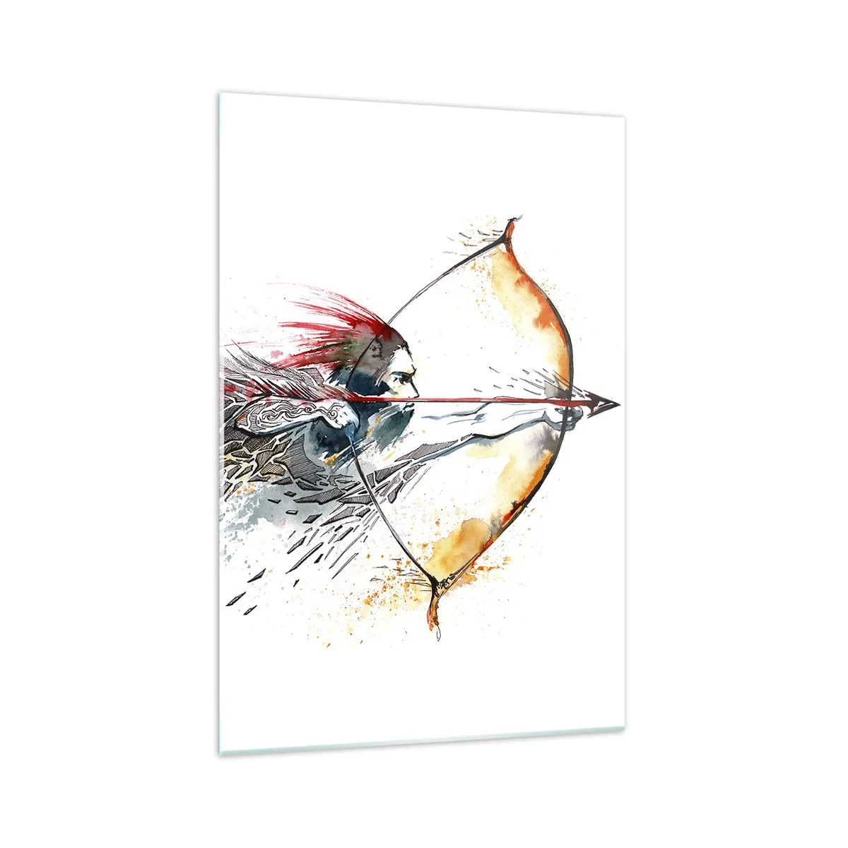 Üveg kép - Mitikus harcos tüzes íjjal - 70x100 cm