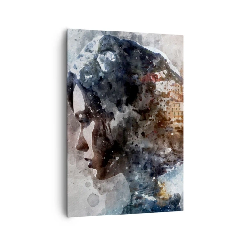 Vászonkép - Történet egy lányról, várossal a háttérben - 70x100 cm