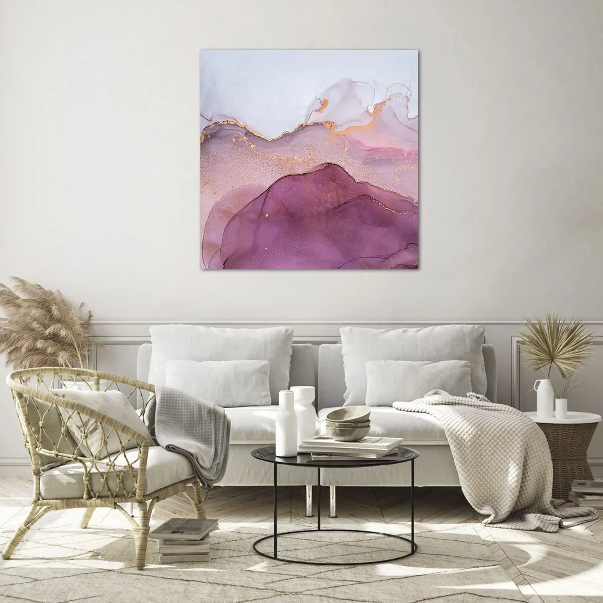 Üveg kép - Lila és orgonaszínű hullámok - 40x40 cm