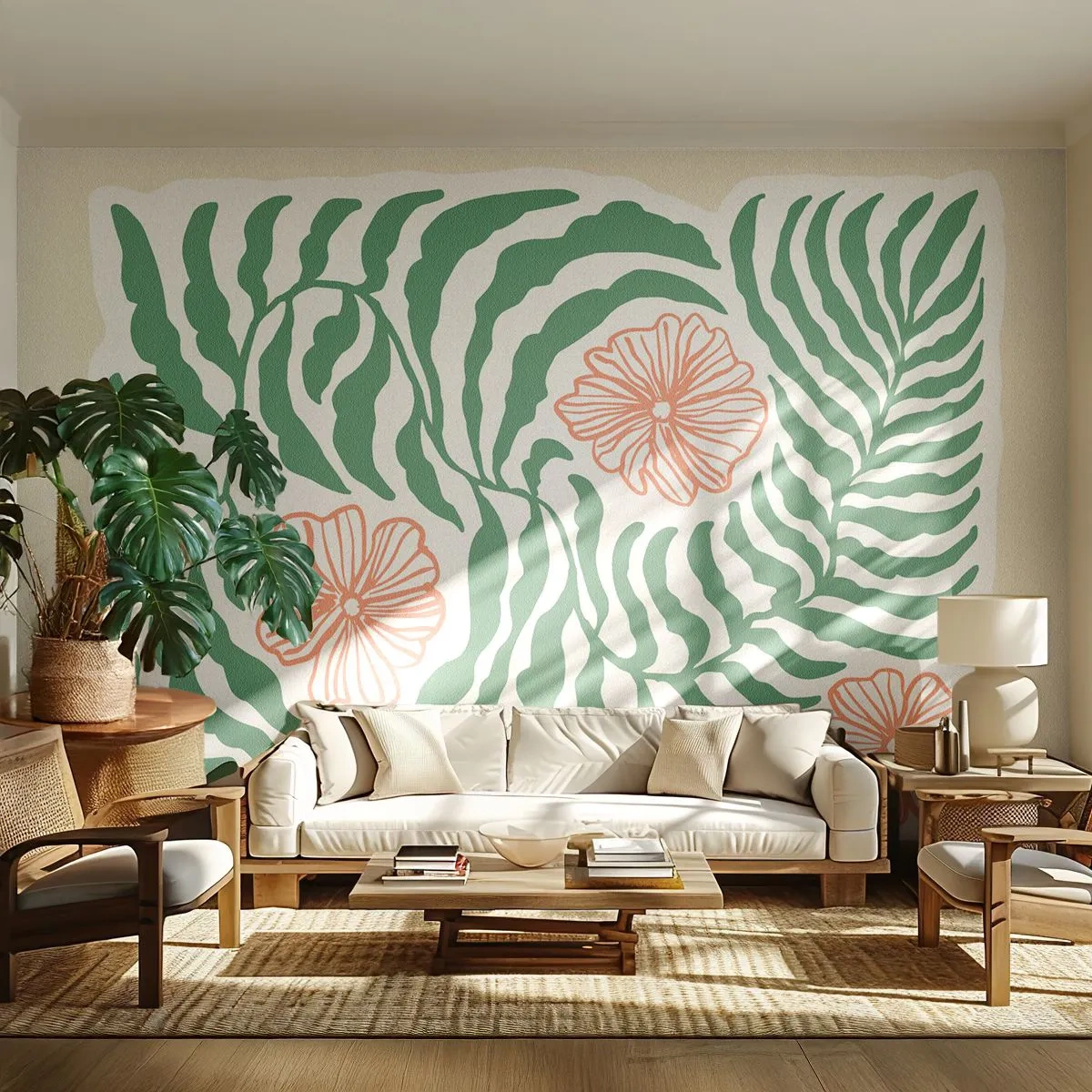 Öntapadós Fotótapéta Deluxe Sticker - Zöldben virágzó - Boho, Növénytani, Virágok - 400x280 cm