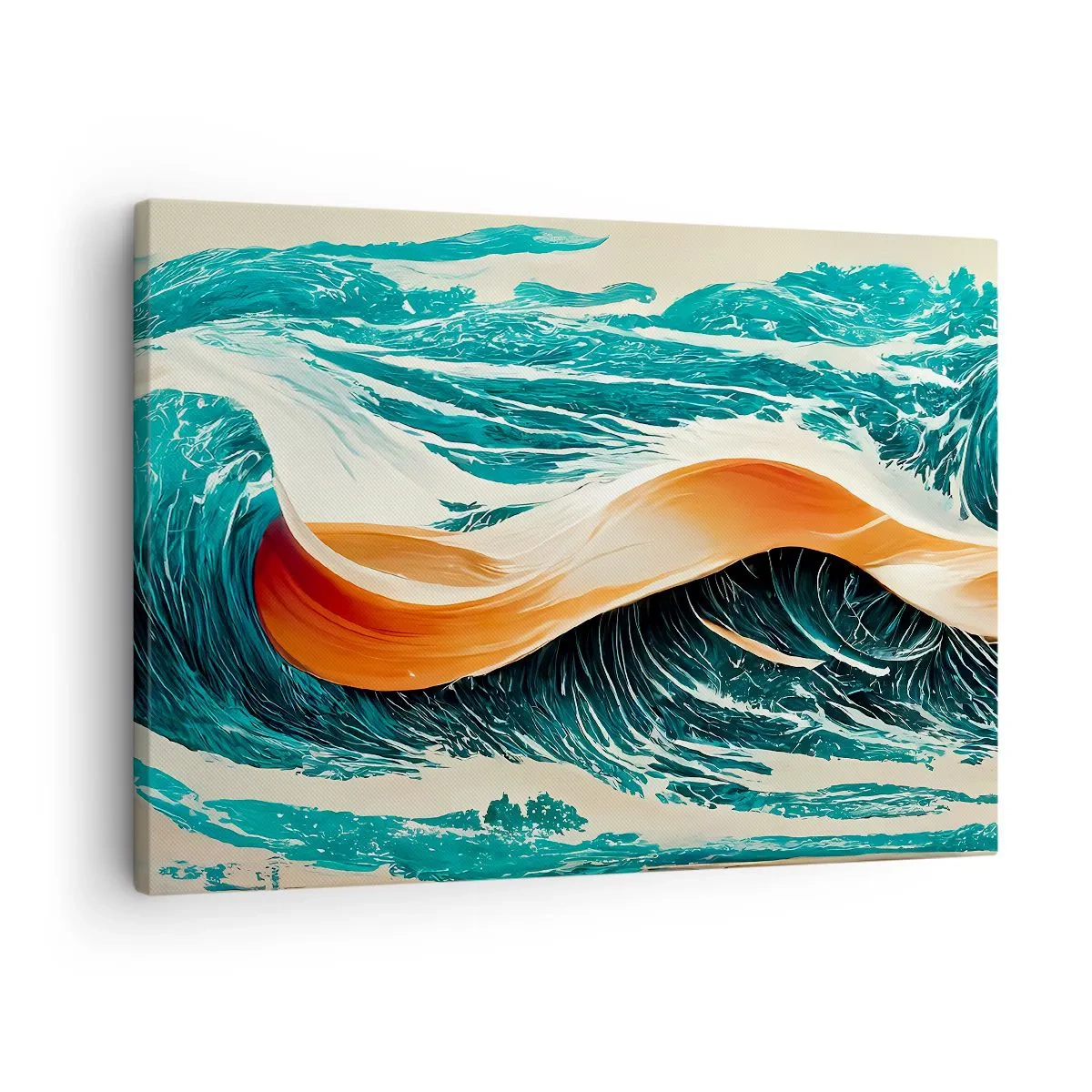 Vászonkép - Dinamikus tengeri hullámok absztrakt szalaggal - 70x50cm - Szörfös álma - Modern fali dekoráció nappalihoz és hálószobához ARTTOR