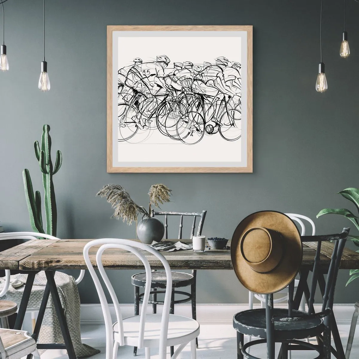 Poszter világos tölgy keretben - Együtt, a csapatban - 30x30 cm