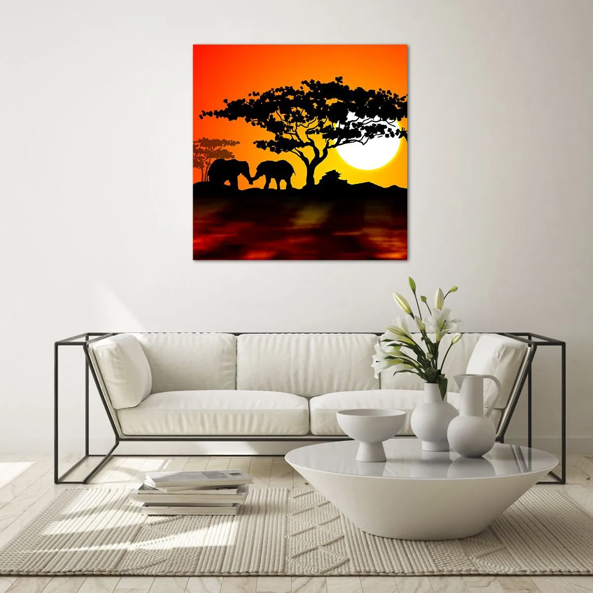 Üveg kép - Találkozás a szavannán - 70x70 cm