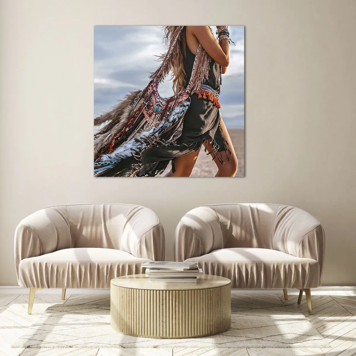 Üveg kép - Sámán párja - 70x70 cm