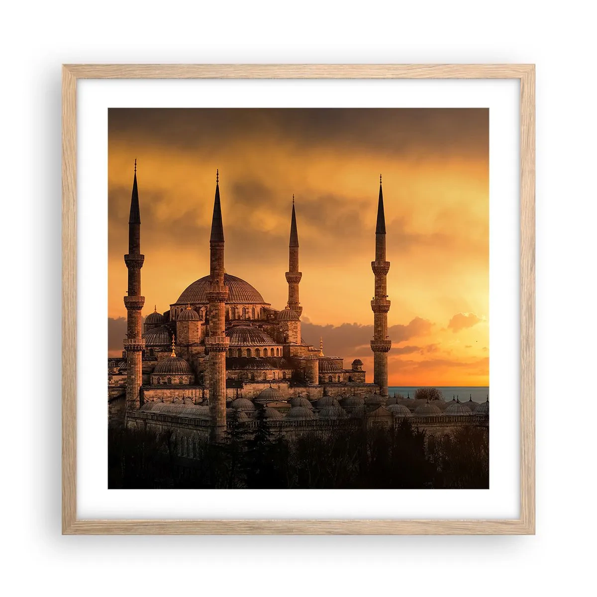 Poszter világos tölgy keretben - Isten hatalmas - 50x50 cm