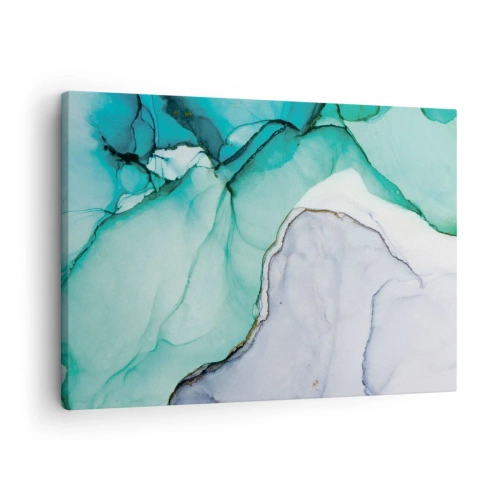 Vászonkép - Absztrakt minta türkiz és fehér árnyalatokban - 70x50cm - Tanulmány türkizben - Modern fali dekoráció nappalihoz és hálószobához ARTTOR