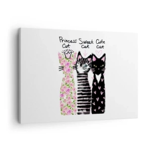 Vászonkép - Három macska különféle művészi mintákkal - 70x50cm - Volt egyszer három macska - Modern fali dekoráció nappalihoz és hálószobához ARTTOR