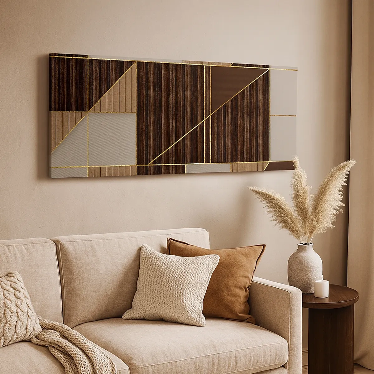 Vászonkép - Barna és arany mozaik - 30x30 cm