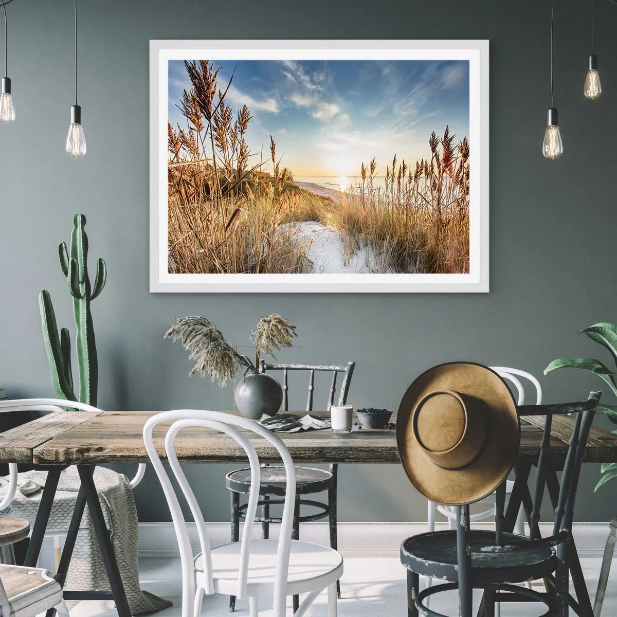 Poszter fekete keretben - Északi strand - 70x50 cm