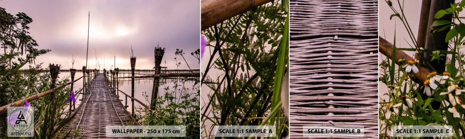 Fotótapéta Minta Standard Eco - Nyugalom és csend Ázsiában - Tájkép, Folyó, Bambusz - 100x30 cm