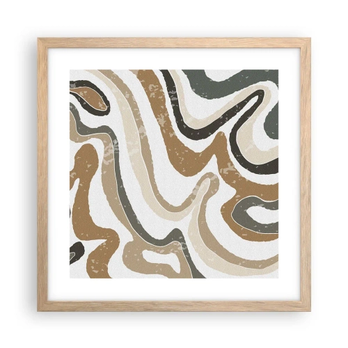 Poszter világos tölgy keretben - Földszínű színek kanyarulatai - 40x40 cm