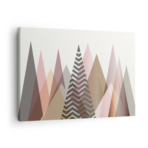 Vászonkép - Színes geometrikus hegyek pasztell árnyalatokban - 70x50cm - Piramis nézet - Modern fali dekoráció nappalihoz és hálószobához ARTTOR