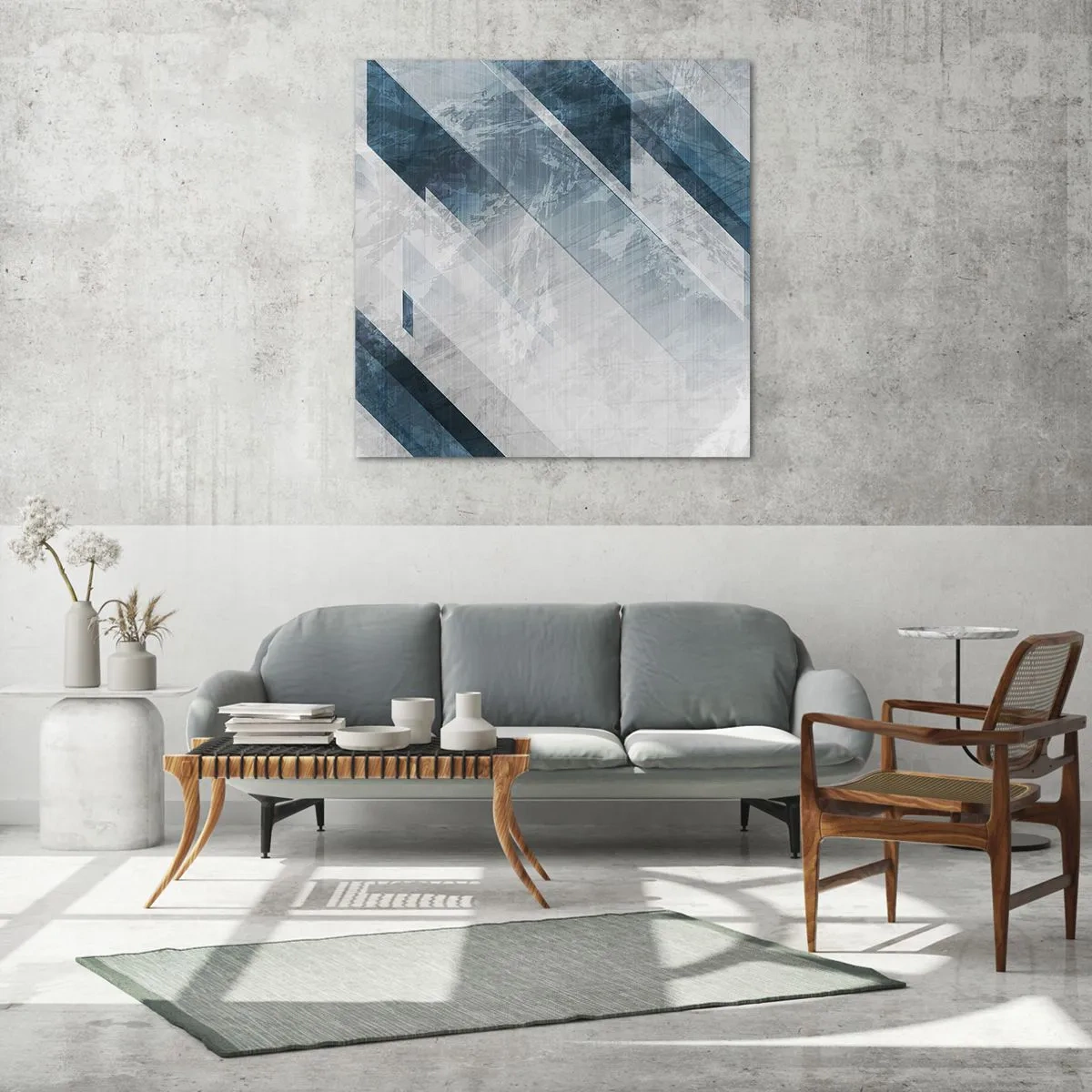 Üveg kép - Térkompozíció - szürke mozgás - 60x60 cm