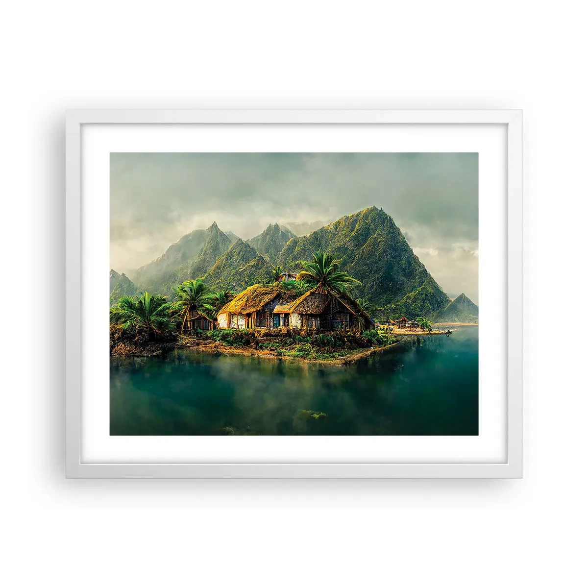 Poszter fekete keretben - Trópusi paradicsom - 50x40 cm