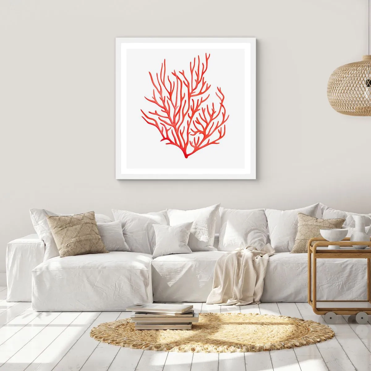 Poszter fekete keretben - Korall filigrán - 30x30 cm