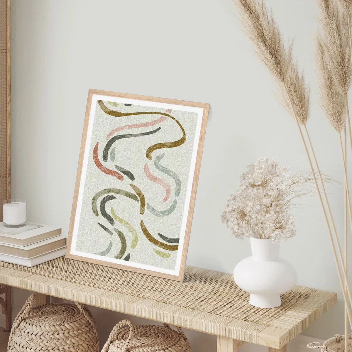 Poszter világos tölgy keretben - Az absztrakció vidám tánca - 61x91 cm