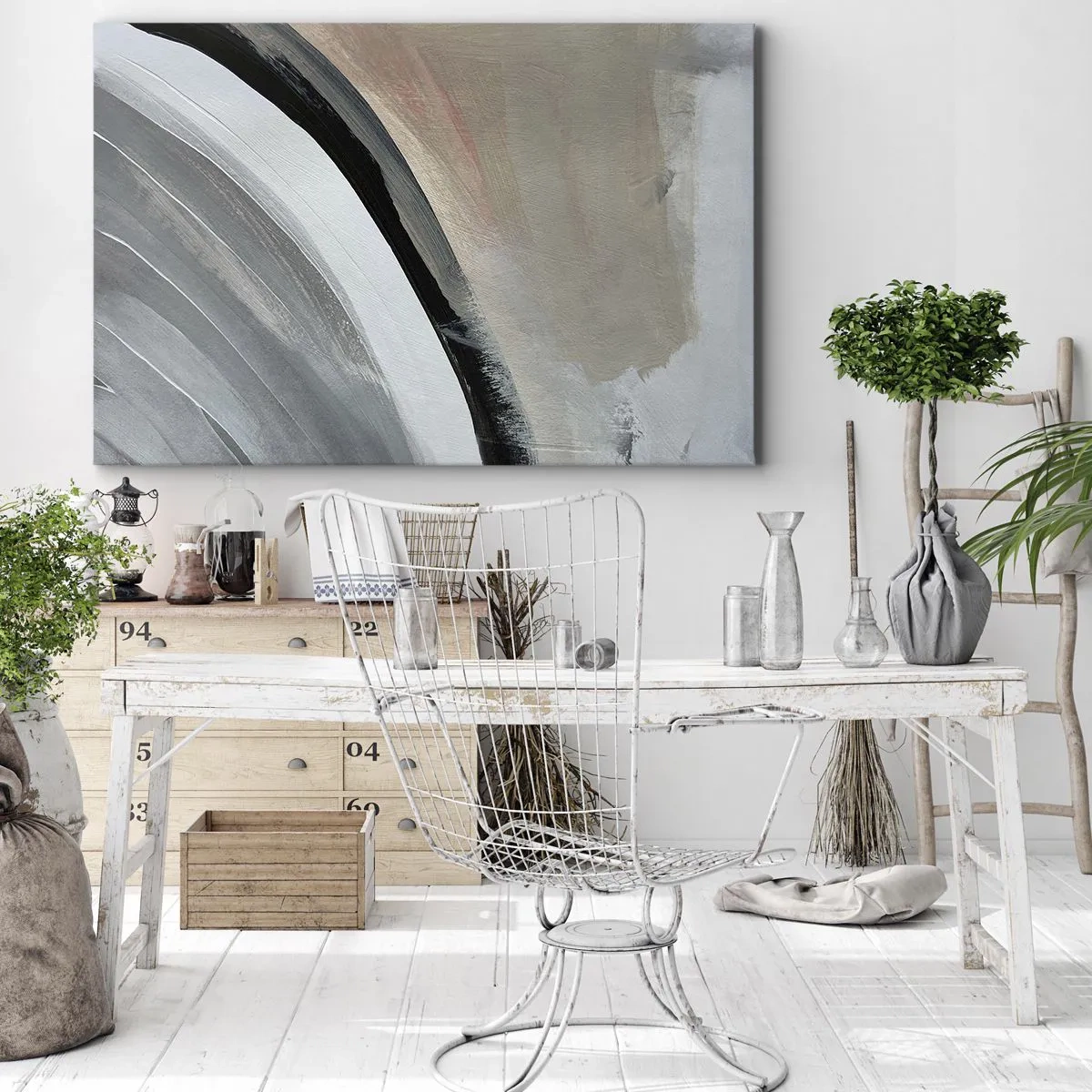 Vászonkép - Kompozíció: a fekete és szürke íve - 120x80 cm