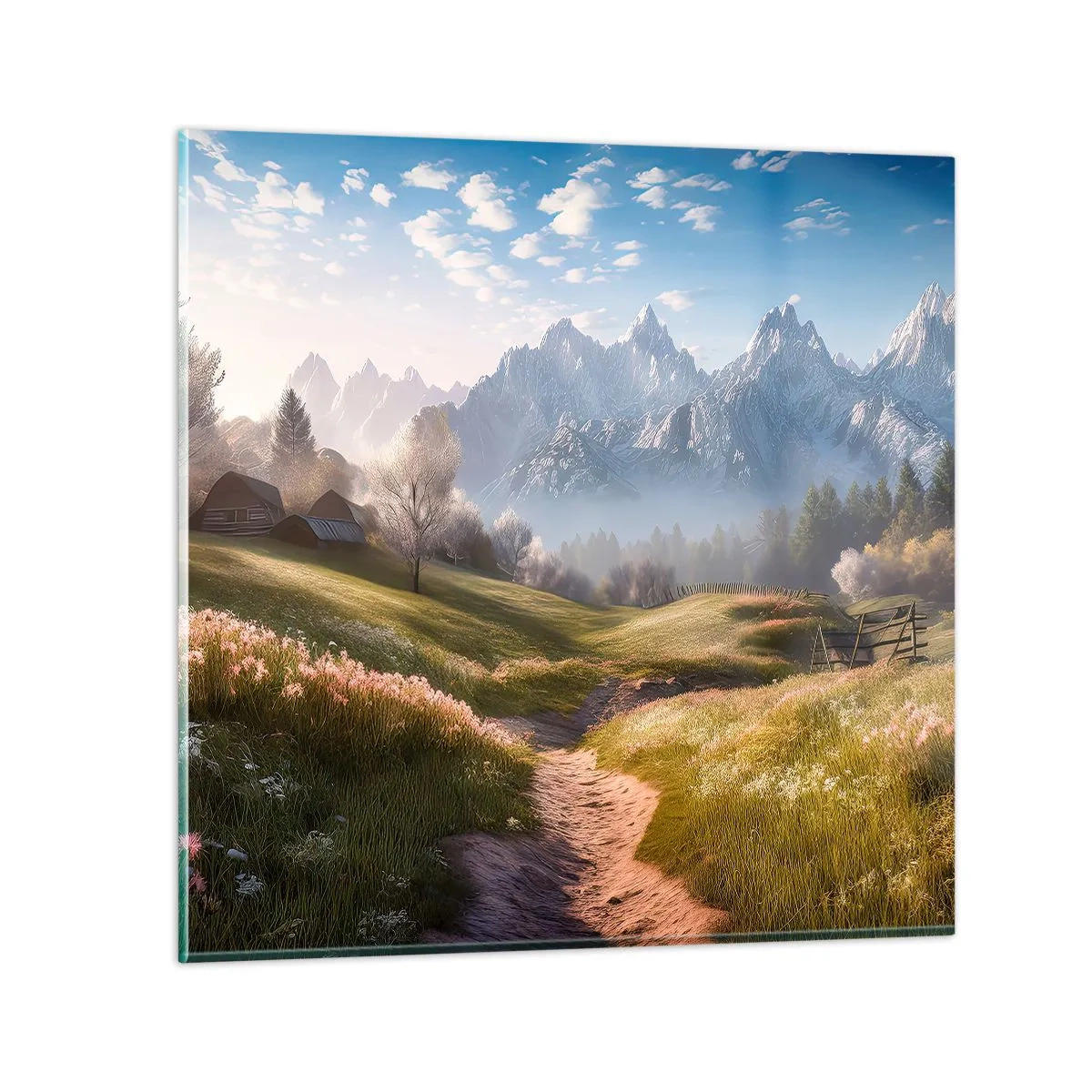 Üveg kép - Idilli völgy - 70x70 cm