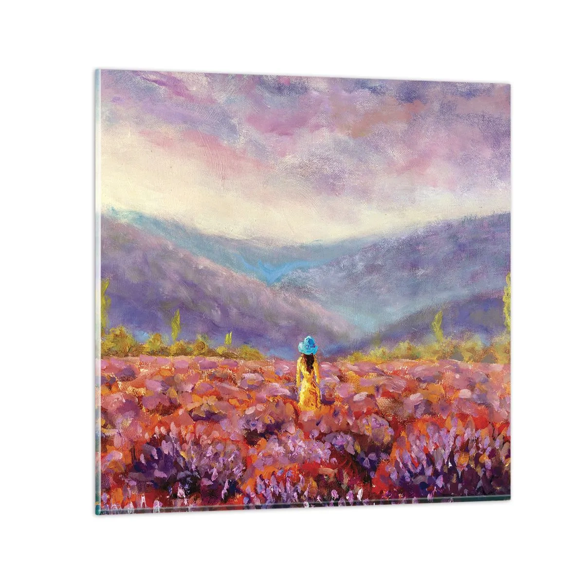 Üveg kép - A levendula világában - 40x40 cm