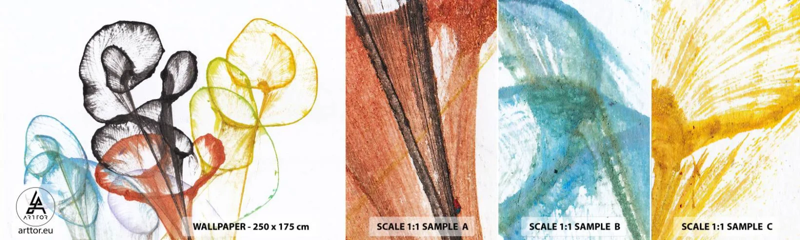 Fotótapéta Minta Öntapadós Deluxe Sticker - Virágok lélekkel - Virágok, Absztrakció, Grafika - 100x30 cm