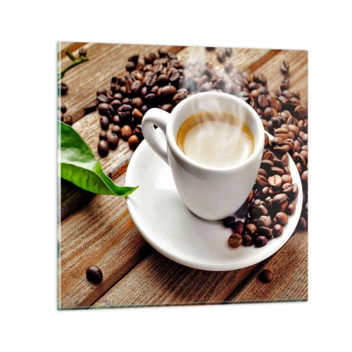 Üveg kép - Kávé az asztalon - 30x30 cm