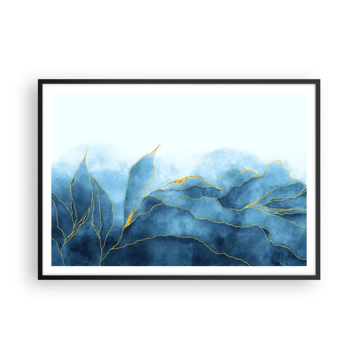 Poszter fehér keretben - Kék aranyban - 100x70 cm