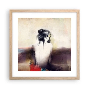 Poszter világos tölgy keretben - Sima vonalak, ovális formák - 40x40 cm