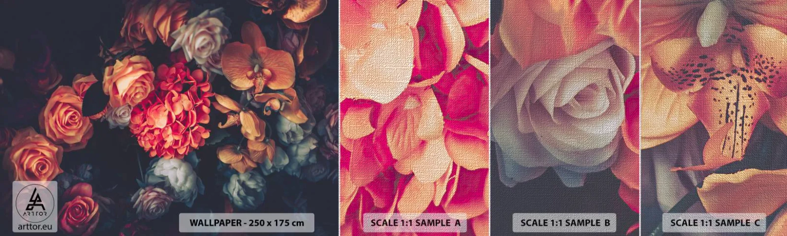 Fotótapéta Minta Premium Canvas - Mint a holland mestereknél - Csokor virág, Virágok, Rózsák - 100x30 cm