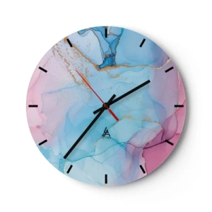 Falióra, Óra - Pasztellszínek absztrakciója arany díszítéssel - 30x30cm - Találkozás és átjutás - Modern fali dekoráció nappalihoz, konyhához és hálószobához ARTTOR