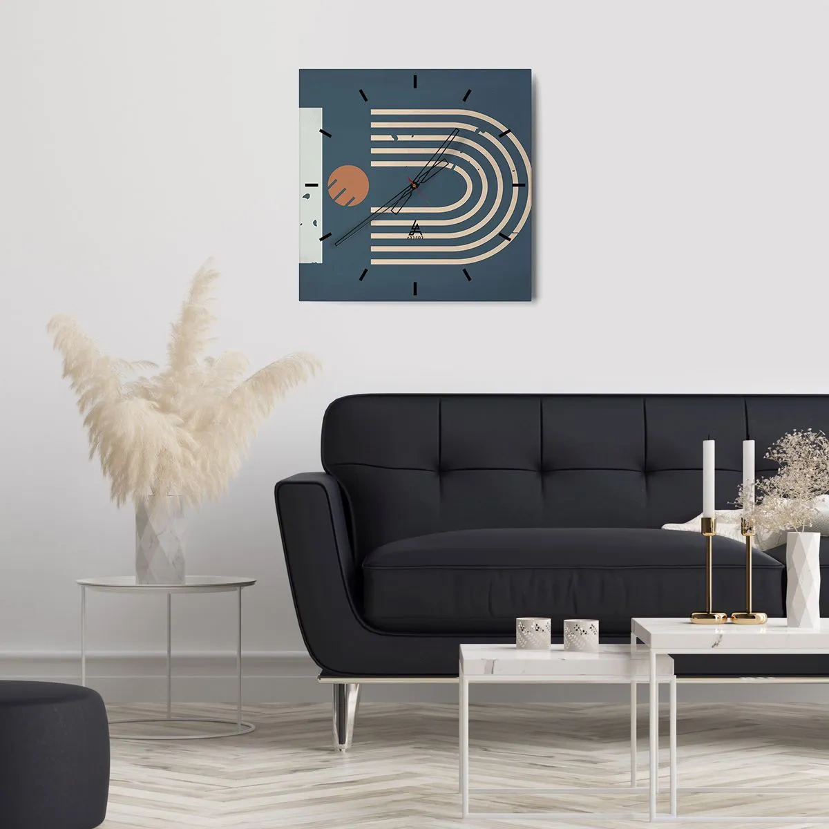 Falióra, Óra - Geometria sötétkék háttéren - 30x30 cm