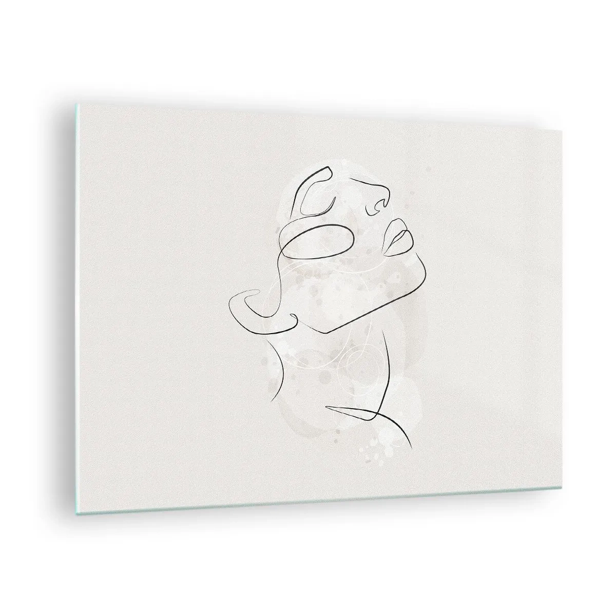Üveg kép - Egy minimalista női arc, egyetlen vonallal megrajzolva. - 70x50cm - Egy álom körvonala - Modern fali dekoráció nappalihoz és hálószobához ARTTOR