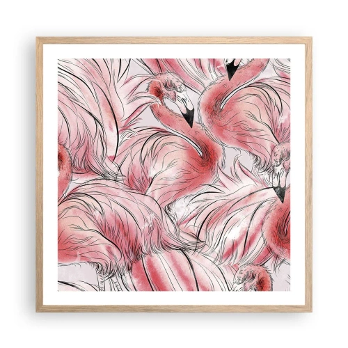 Poszter világos tölgy keretben - Madári  corps de ballet - 60x60 cm