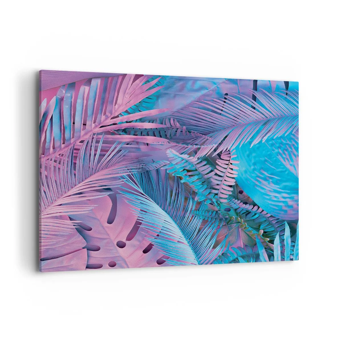 Vászonkép - Trópusok rózsaszínben és kékben - 120x80 cm