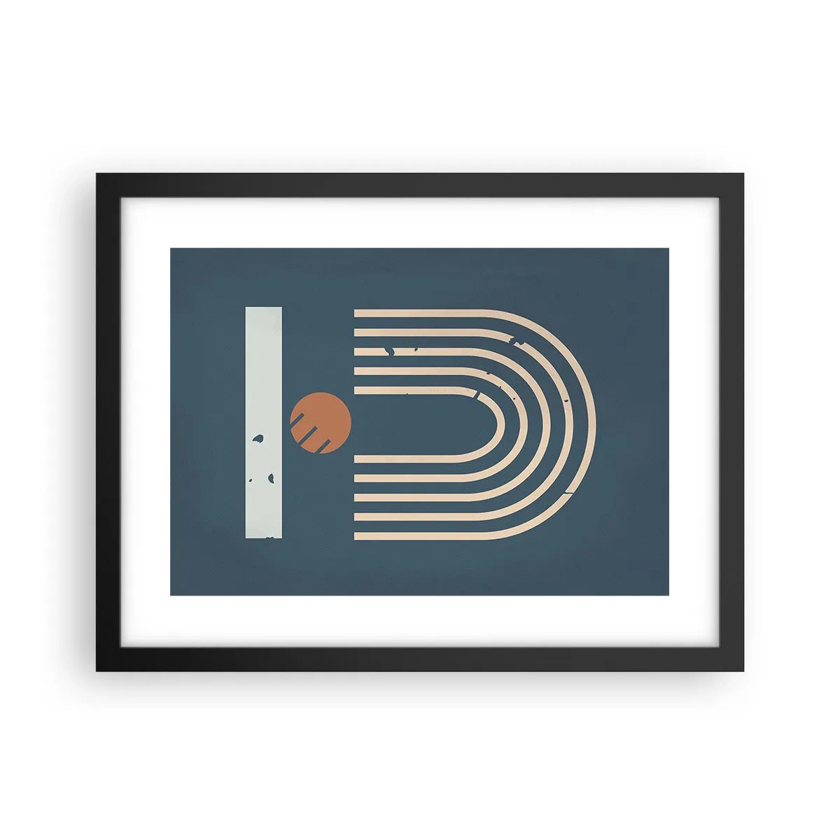 Poszter fehér keretben - Geometria sötétkék háttéren - 40x30 cm