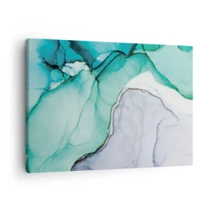 Vászonkép - Absztrakt minta türkiz és fehér árnyalatokban - 70x50cm - Tanulmány türkizben - Modern fali dekoráció nappalihoz és hálószobához ARTTOR