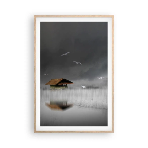 Poszter világos tölgy keretben - Menedék az esőtől - 61x91 cm