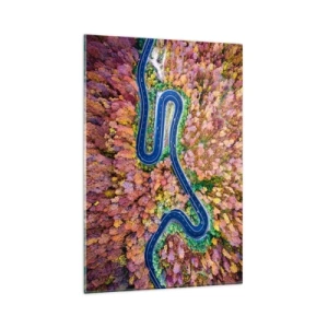 Üveg kép - Kanyargós út az erdőn keresztül - 80x120 cm
