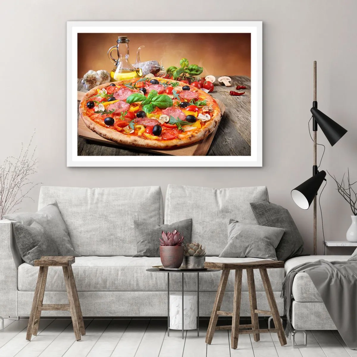 Poszter fekete keretben - Igazi olasz ízzel - 40x30 cm