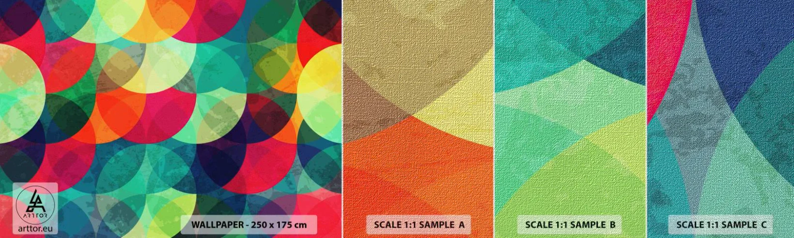 Fotótapéta Minta Premium Canvas - Felszívárványság - Absztrakció, Darab, Színes körök - 100x30 cm