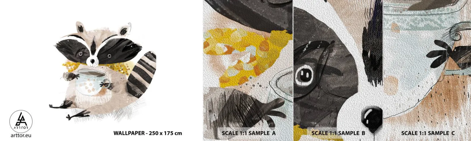 Fotótapéta Minta Premium Sand - A barátom a mosómedve - Gyerekeknek, Mosómedve, Grafika - 100x30 cm