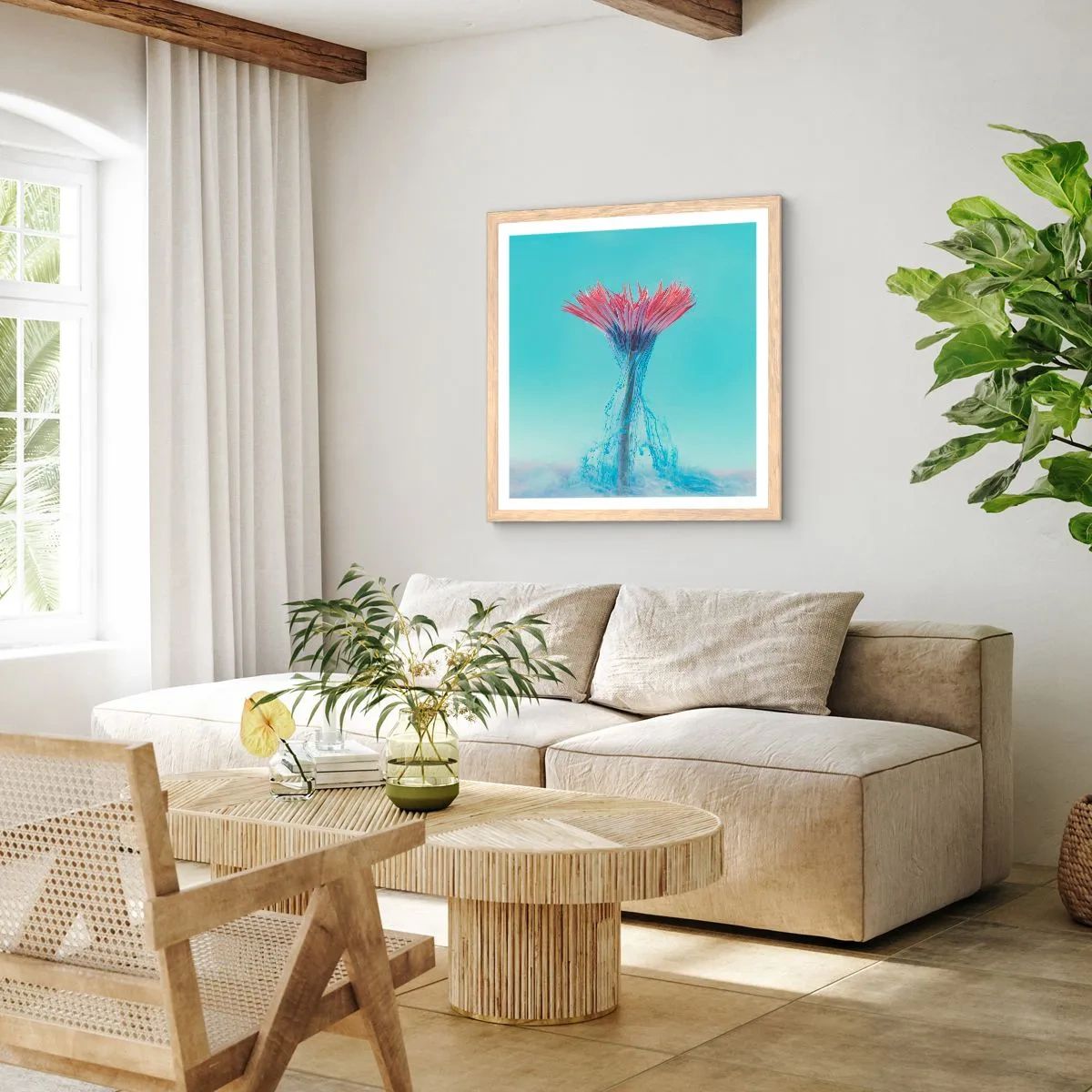 Poszter világos tölgy keretben - Élénkítő ölelésben - 60x60 cm