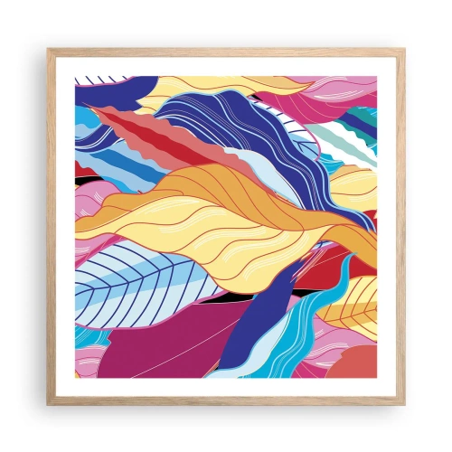 Poszter világos tölgy keretben - Színes rendetlenség - 60x60 cm